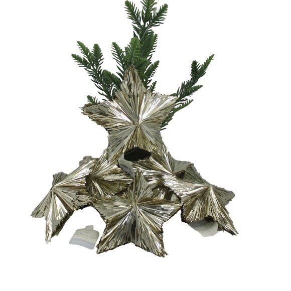 Target Wondershop GOLD Tinsel Stars Christmas Tree Ornaments Set Of 8 Lot NWT - Picture 5 of 7